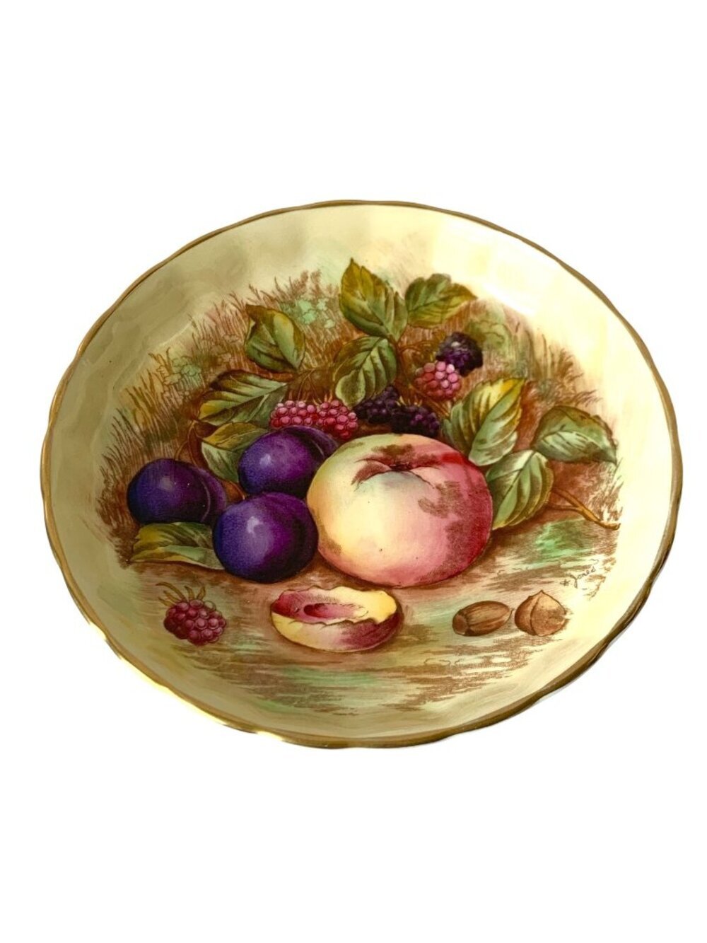 Vintage Aynsley Bone China Plate Orchard Gold Signed D. Jones